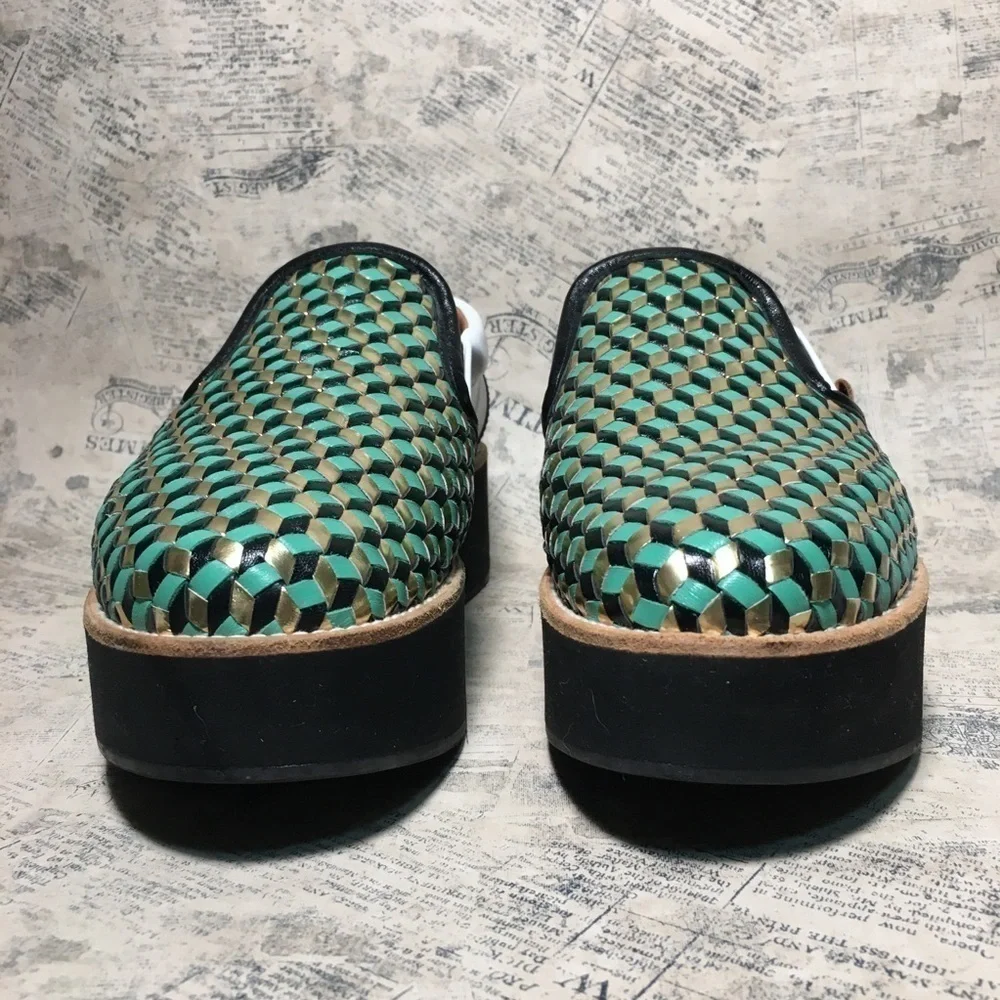 Flamingos Coconut Metallic Platform Sneakers Leather Made Spain Slip On